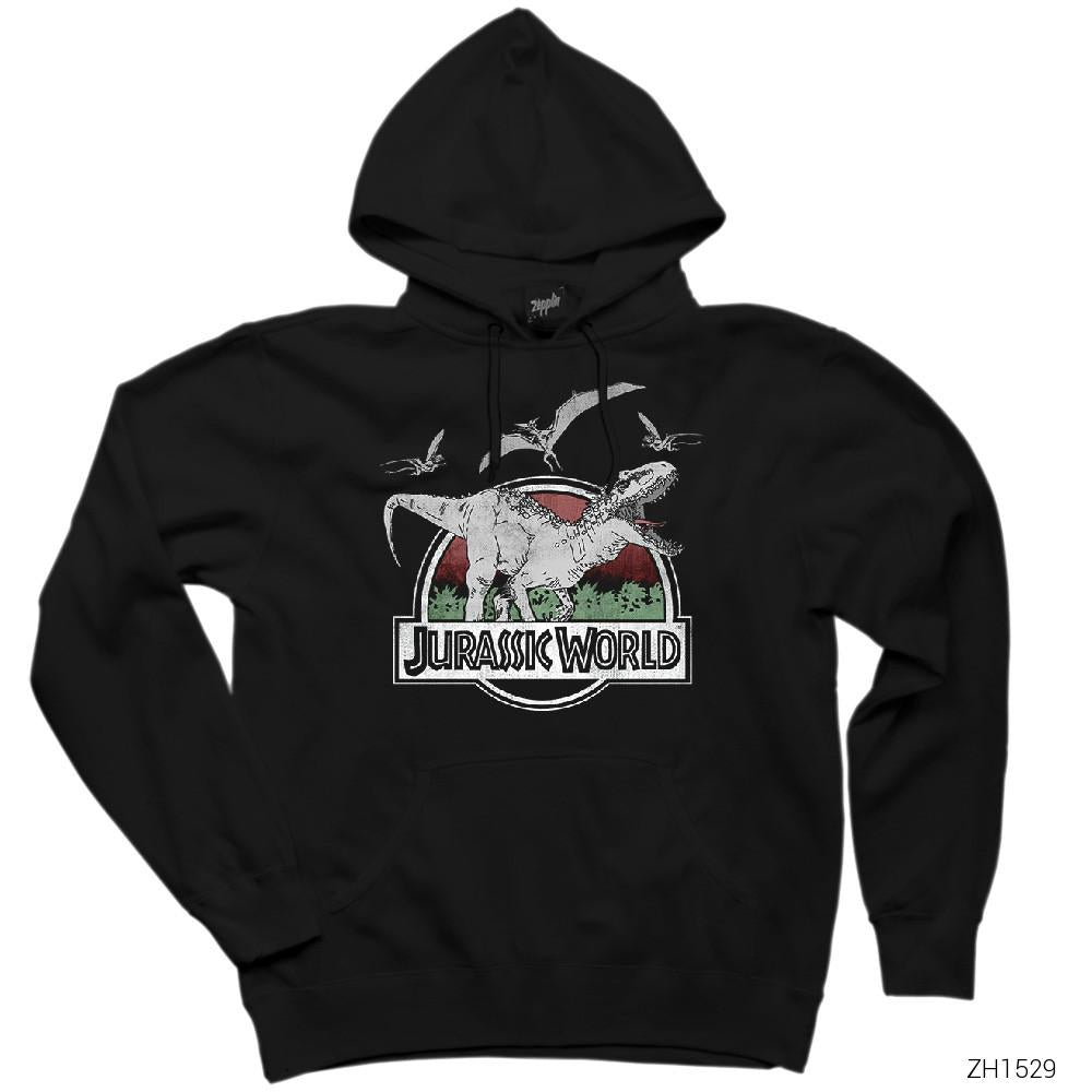 Jurassic Park Indominus Siyah Kapşonlu Sweatshirt Hoodie