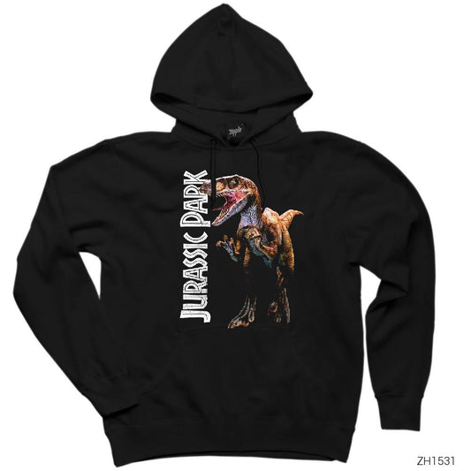 Jurassic Park Raptor Siyah Kapşonlu Sweatshirt Hoodie