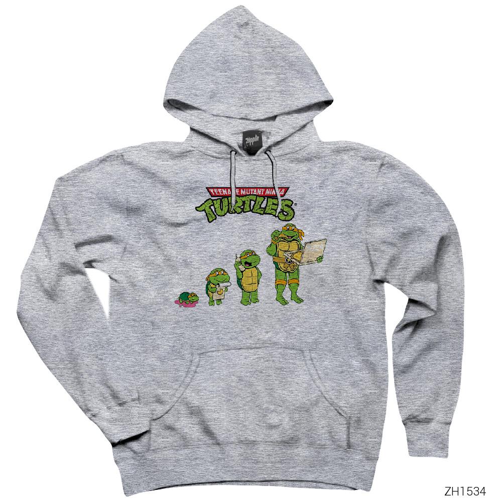 Ninja Turtles Michelangelo Gri Kapşonlu Sweatshirt Hoodie