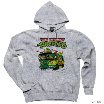 Ninja Turtles Team Bus Gri Kapşonlu Sweatshirt Hoodie