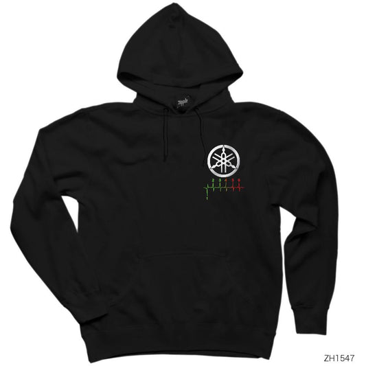 Yamaha Gear Siyah Kapşonlu Sweatshirt Hoodie