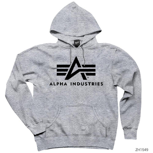 Alpha Industries Gri Kapşonlu Sweatshirt Hoodie