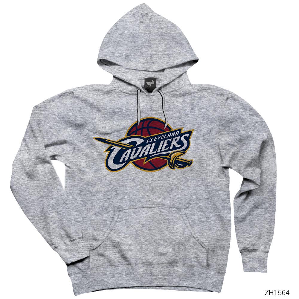 Cleveland Cavaliers Logo Gri Kapşonlu Sweatshirt Hoodie