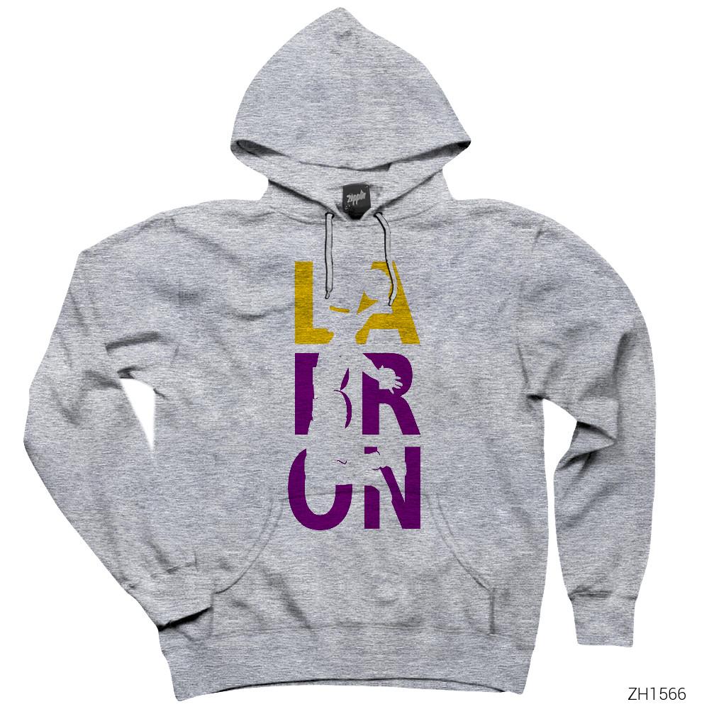 Lebron James Lakers Gri Kapşonlu Sweatshirt Hoodie