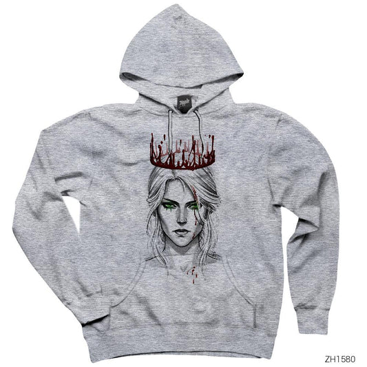 Witcher Ciri Gri Kapşonlu Sweatshirt Hoodie