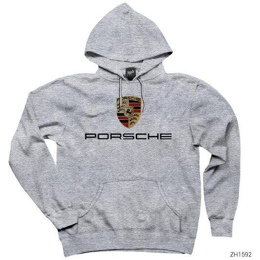 Porsche Gri Kapşonlu Sweatshirt Hoodie