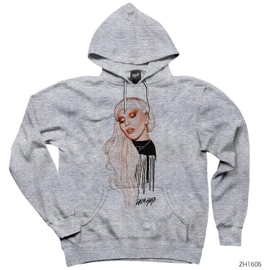 Lady Gaga 2 Gri Kapşonlu Sweatshirt Hoodie