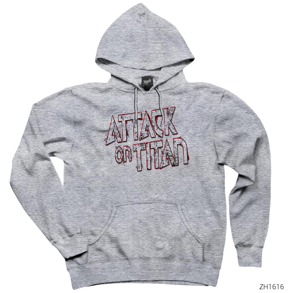 Attack on Titan Gri Kapşonlu Sweatshirt Hoodie