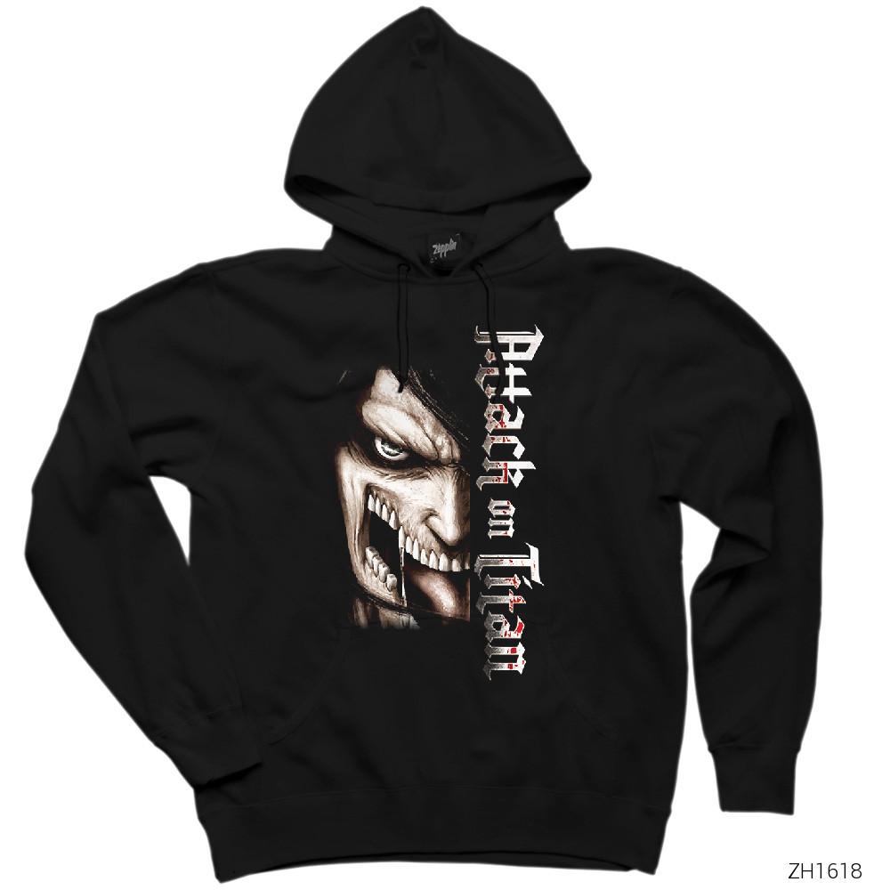 Attack on Titan 2 Siyah Kapşonlu Sweatshirt Hoodie