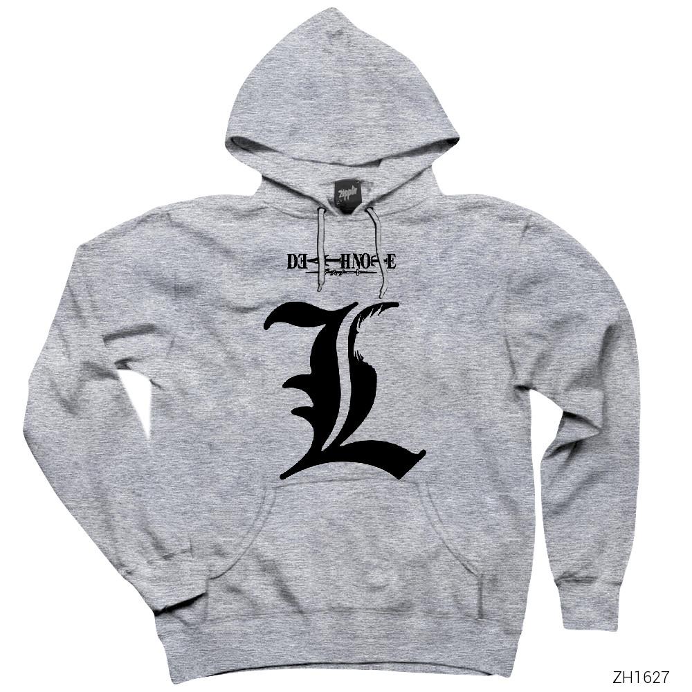 Death Note L Gri Kapşonlu Sweatshirt Hoodie