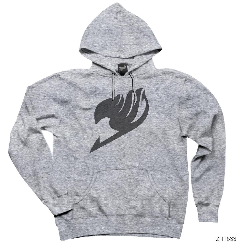 Fairy Tail Logo Gri Kapşonlu Sweatshirt Hoodie