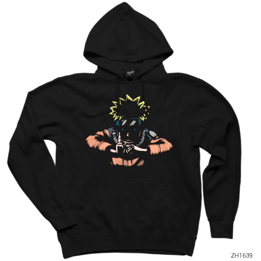 Naruto Uzumaki Siyah Kapşonlu Sweatshirt Hoodie