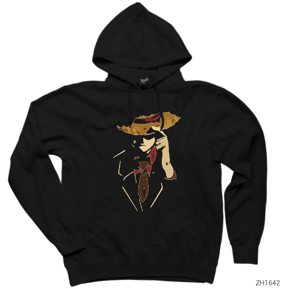 One Piece Monkey D Luffy Siyah Kapşonlu Sweatshirt Hoodie