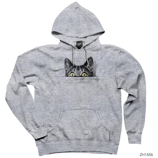 Kedi Cat in Tee Gri Kapşonlu Sweatshirt Hoodie