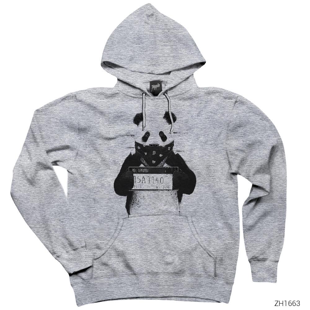 Panda Bad Gri Kapşonlu Sweatshirt Hoodie