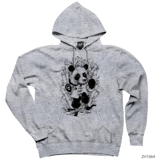 Panda Bamboo Gri Kapşonlu Sweatshirt Hoodie