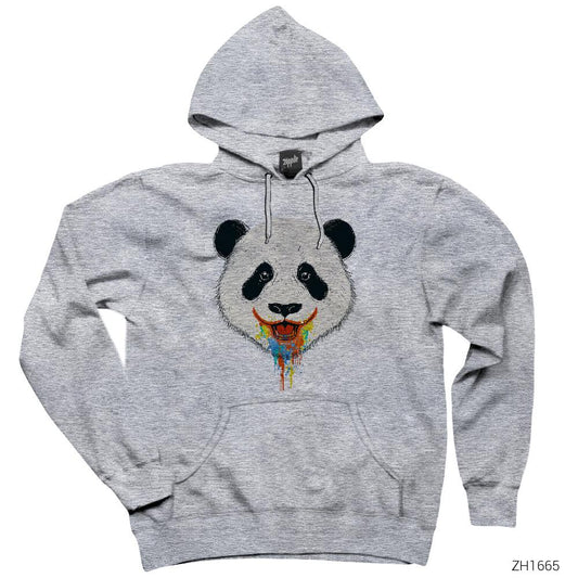 Panda in Colors Gri Kapşonlu Sweatshirt Hoodie