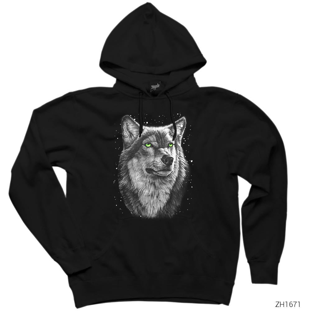 Kurt Wolf Siyah Kapşonlu Sweatshirt Hoodie