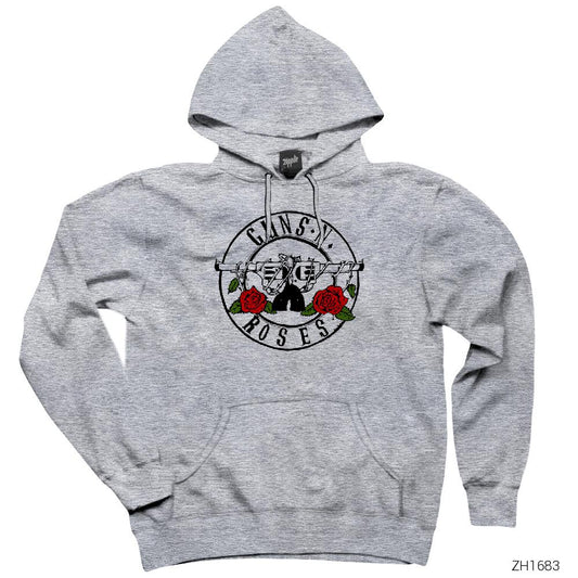 Guns N Roses Light 1 Gri Kapşonlu Sweatshirt Hoodie