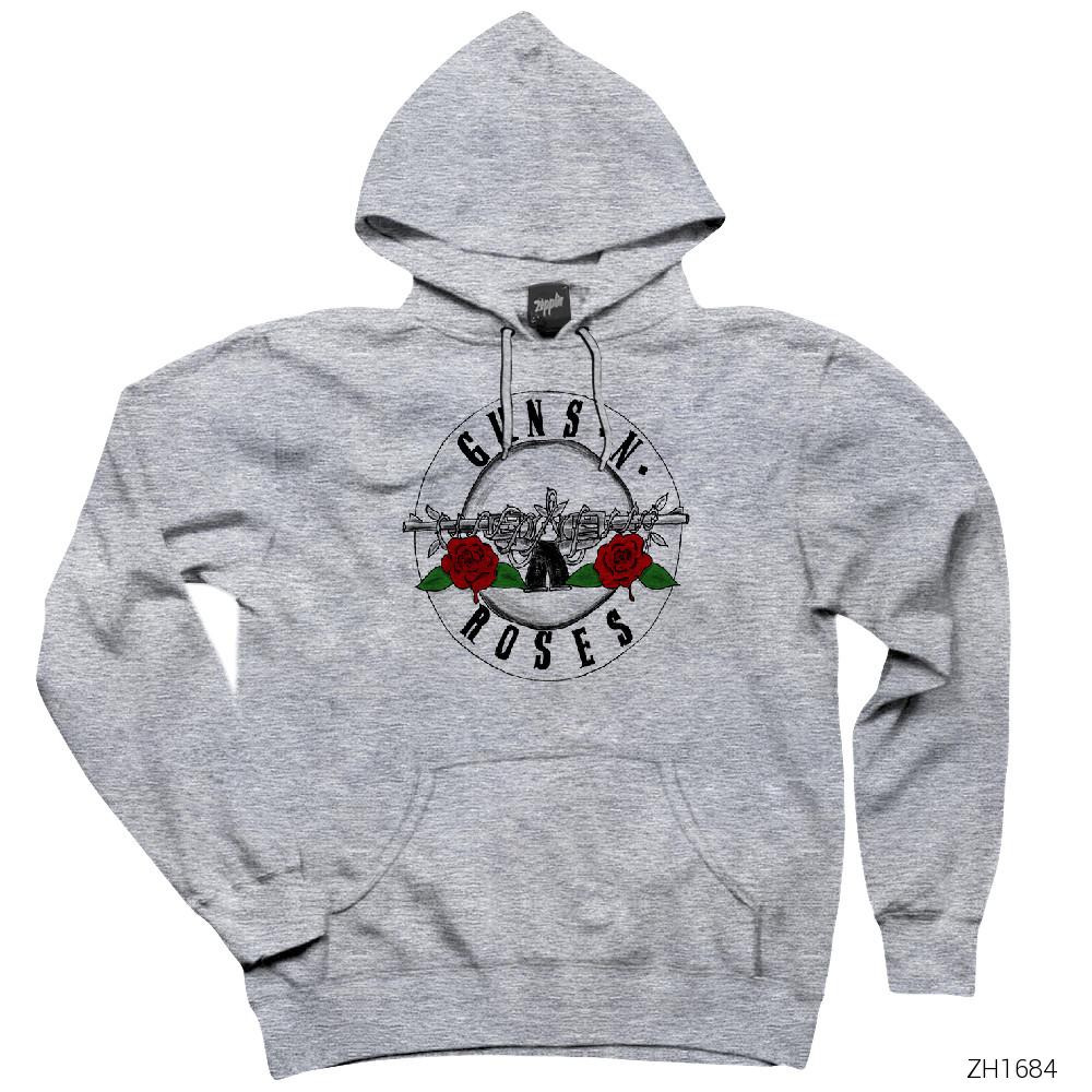 Guns N Roses Light 2 Gri Kapşonlu Sweatshirt Hoodie