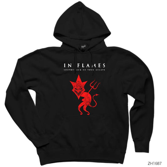 In Flames Siyah Kapşonlu Sweatshirt Hoodie