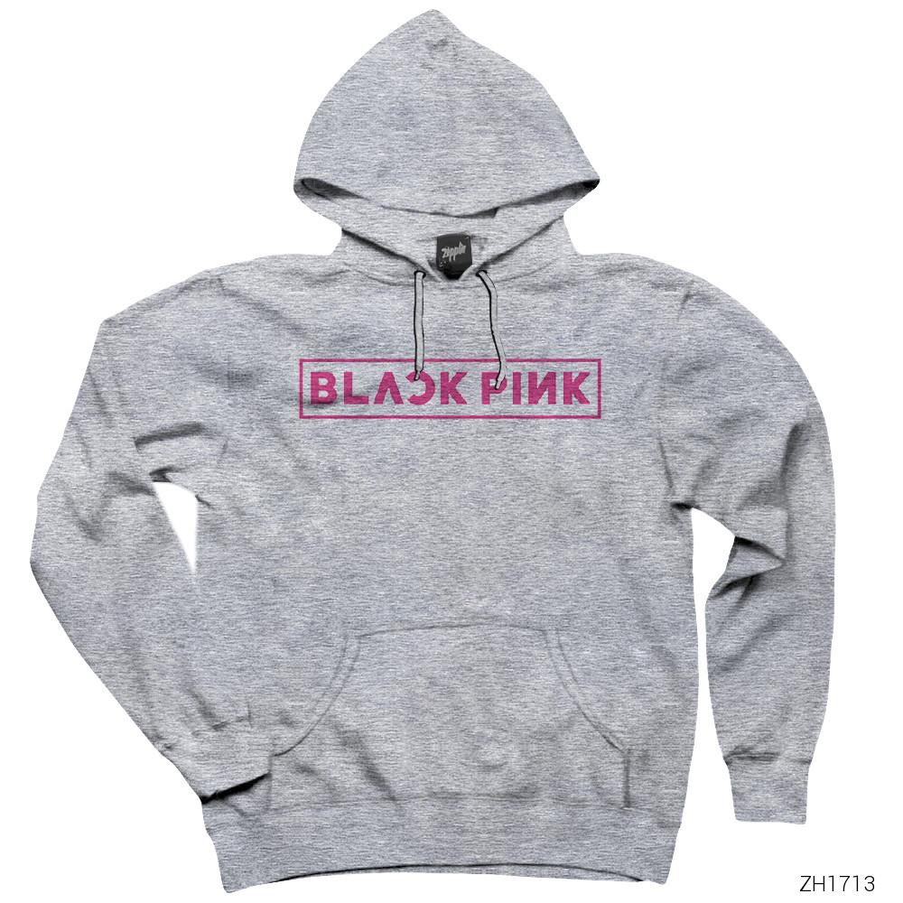 Blackpink Gri Kapşonlu Sweatshirt Hoodie