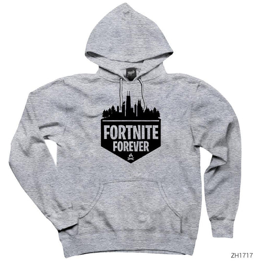 Fortnite Forever Gri Kapşonlu Sweatshirt Hoodie
