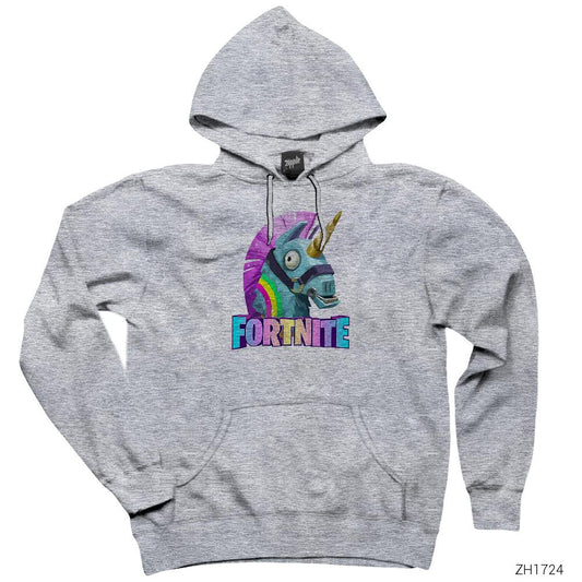 Fortnite Rainbow Smash Gri Kapşonlu Sweatshirt Hoodie