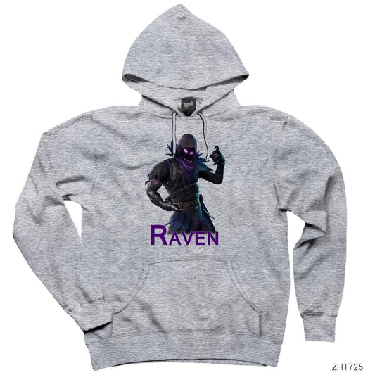 Fortnite Raven Gri Kapşonlu Sweatshirt Hoodie