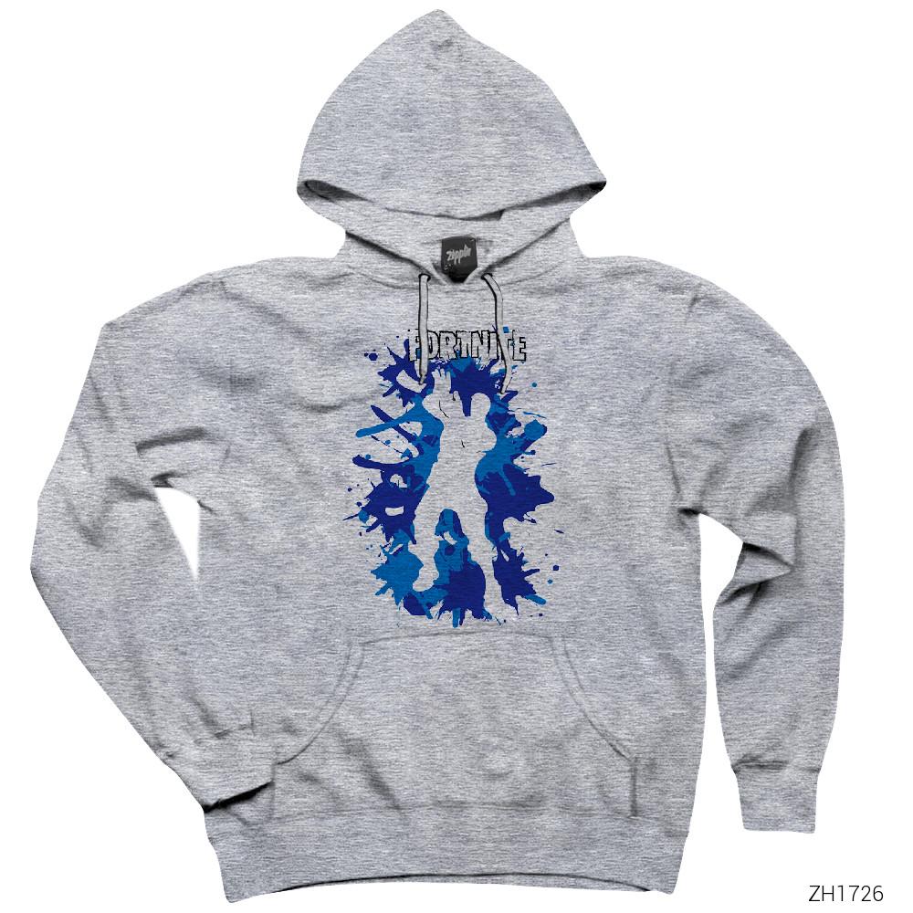 Fortnite Splash Gri Kapşonlu Sweatshirt Hoodie