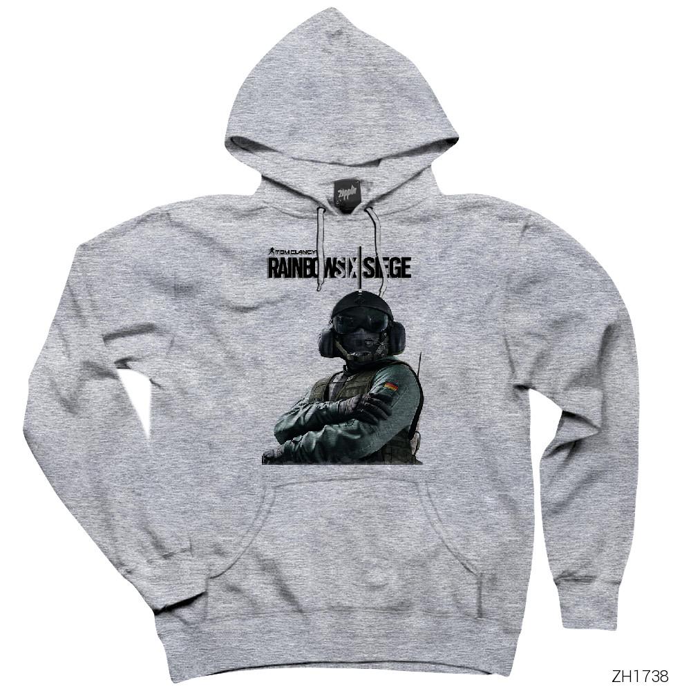 Rainbow Six Gri Kapşonlu Sweatshirt Hoodie