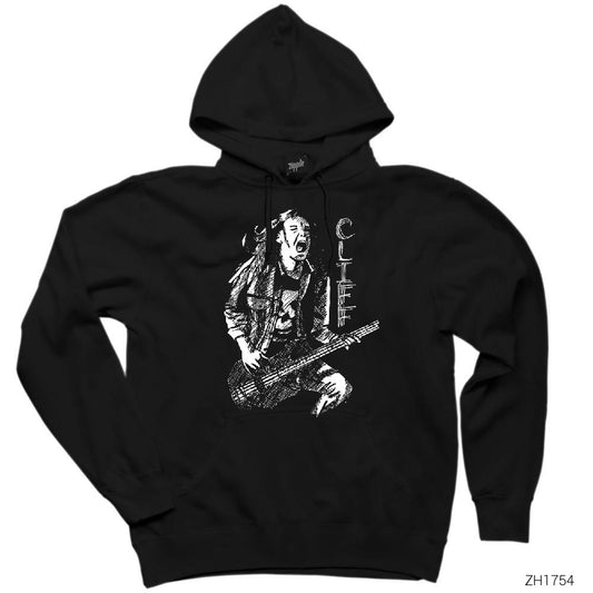 Cliff Burton Skecthy Siyah Kapşonlu Sweatshirt Hoodie