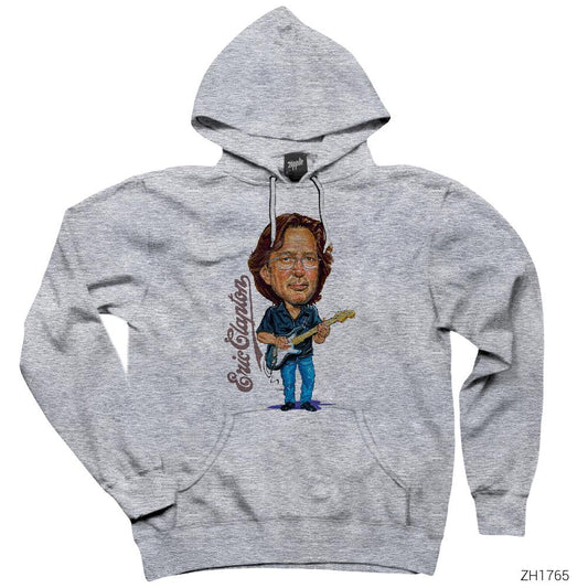 Eric Clapton Cartoon Gri Kapşonlu Sweatshirt Hoodie