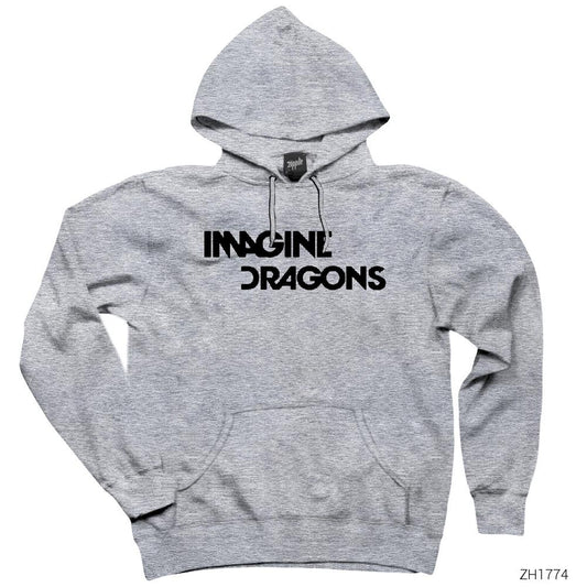 Imagine Dragons Logo Gri Kapşonlu Sweatshirt Hoodie