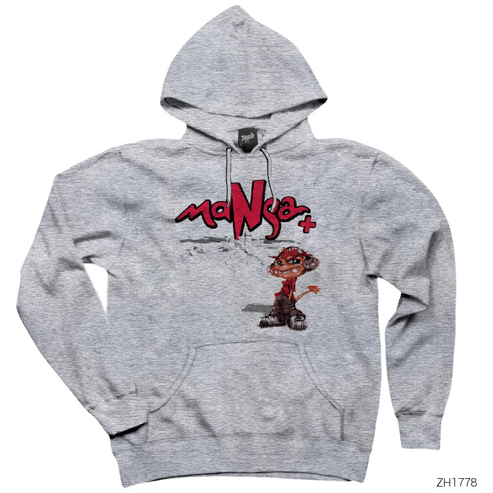 Manga 2 Gri Kapşonlu Sweatshirt Hoodie