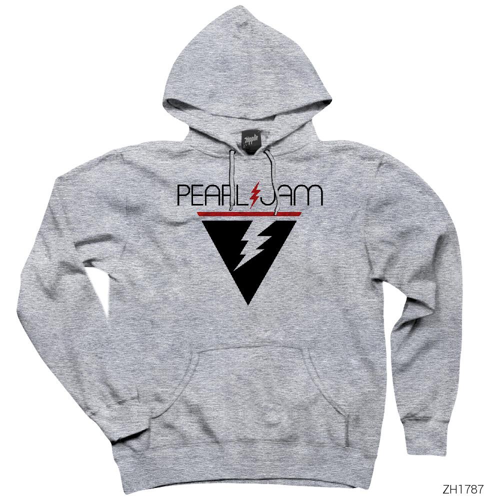 Pearl Jam Triangle Gri Kapşonlu Sweatshirt Hoodie