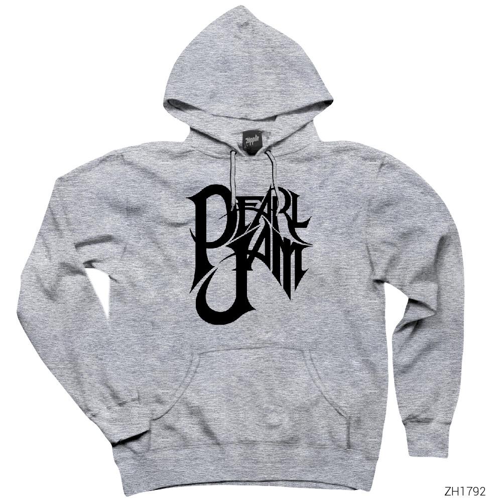 Pearl Jam Retro Gri Kapşonlu Sweatshirt Hoodie