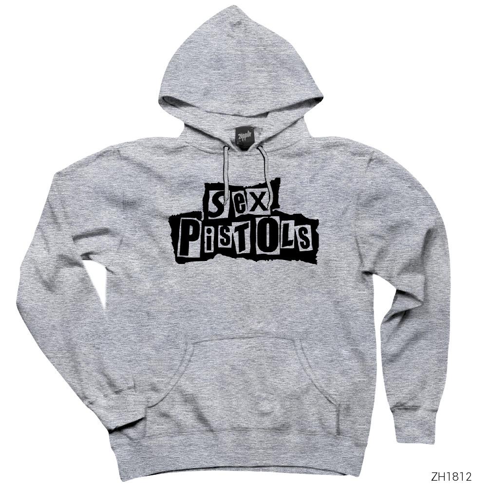 Sex Pistols Splash Gri Kapşonlu Sweatshirt Hoodie