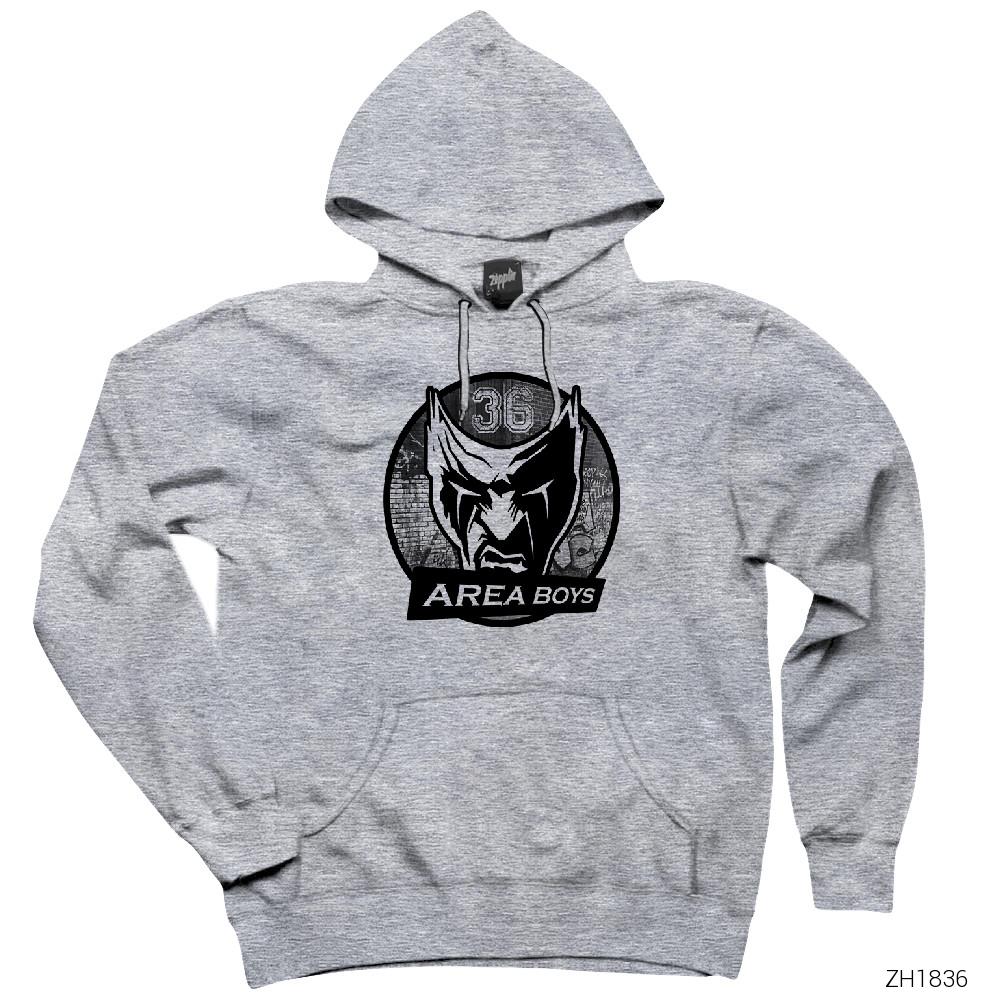 36 Area Boys Gri Kapşonlu Sweatshirt Hoodie