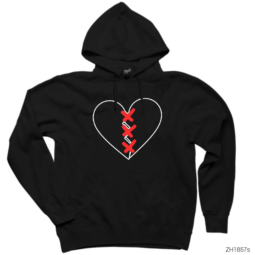 XXX Tentection Broken Hearth Siyah Kapşonlu Sweatshirt Hoodie