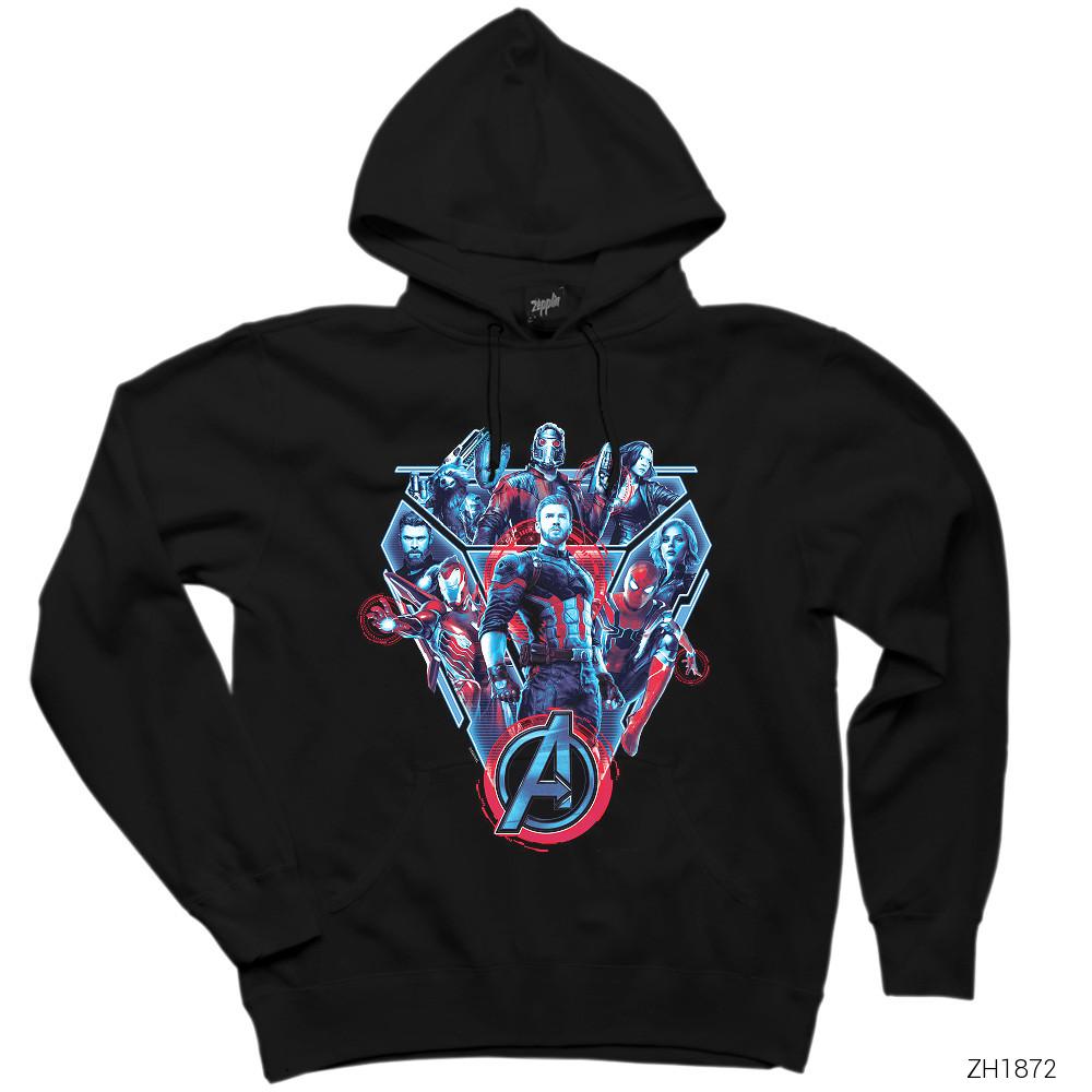Avengers End Game Team Siyah Kapşonlu Sweatshirt Hoodie
