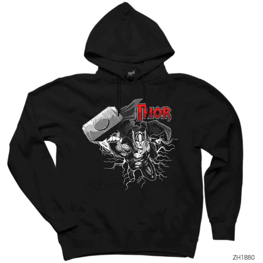 Avengers Thor Rising Siyah Kapşonlu Sweatshirt Hoodie