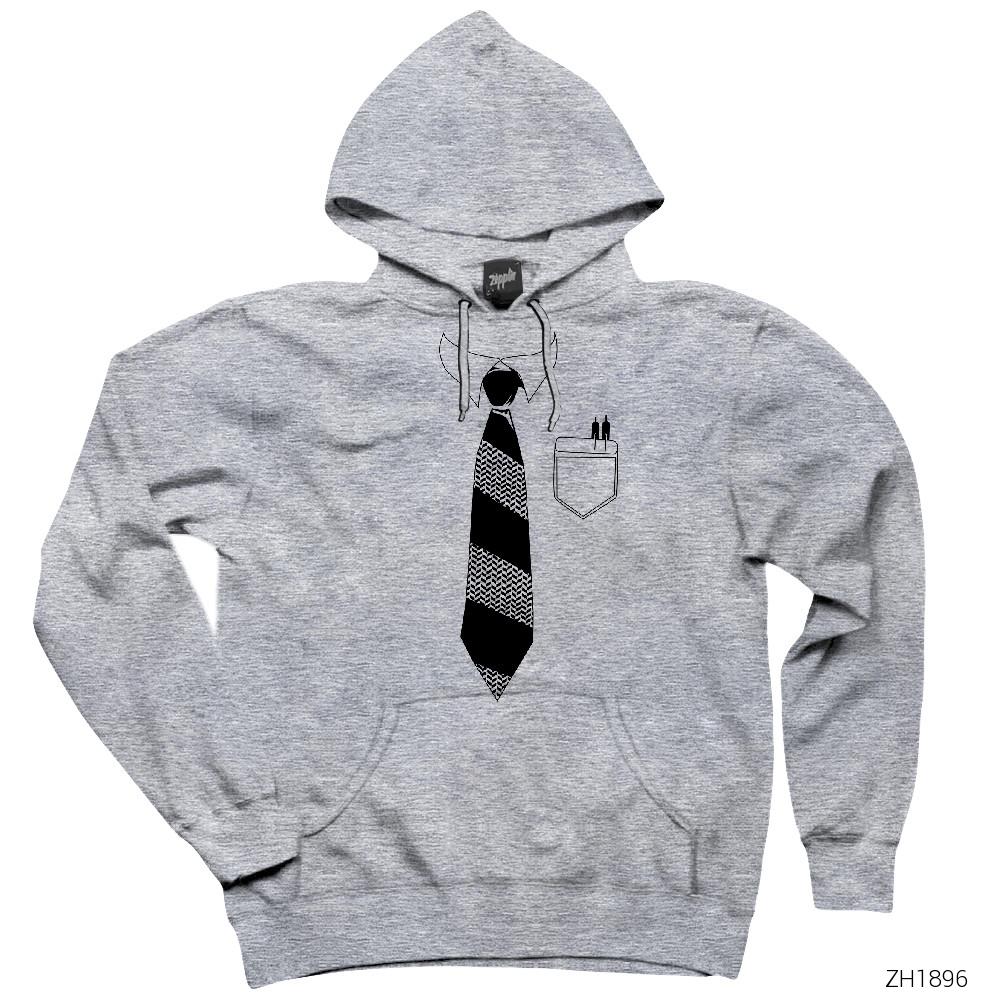 Dexter Tie Gri Kapşonlu Sweatshirt Hoodie