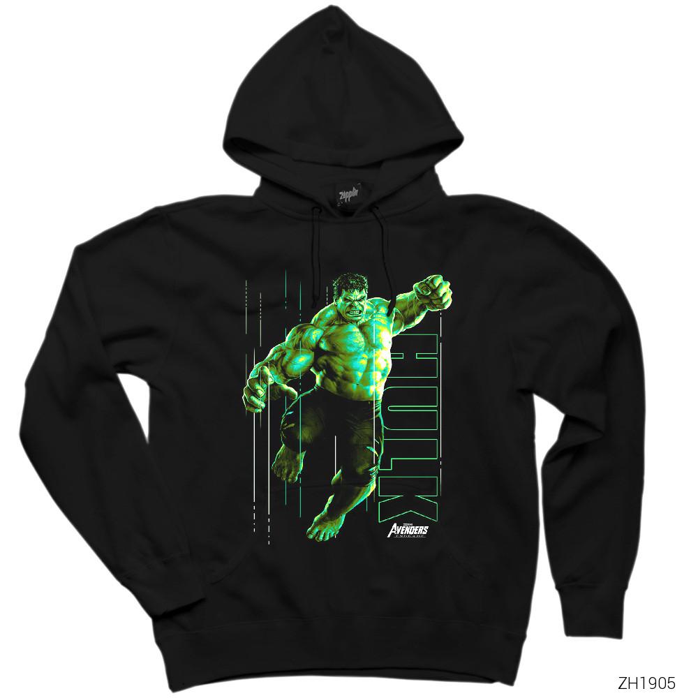 Hulk Attack Siyah Kapşonlu Sweatshirt Hoodie