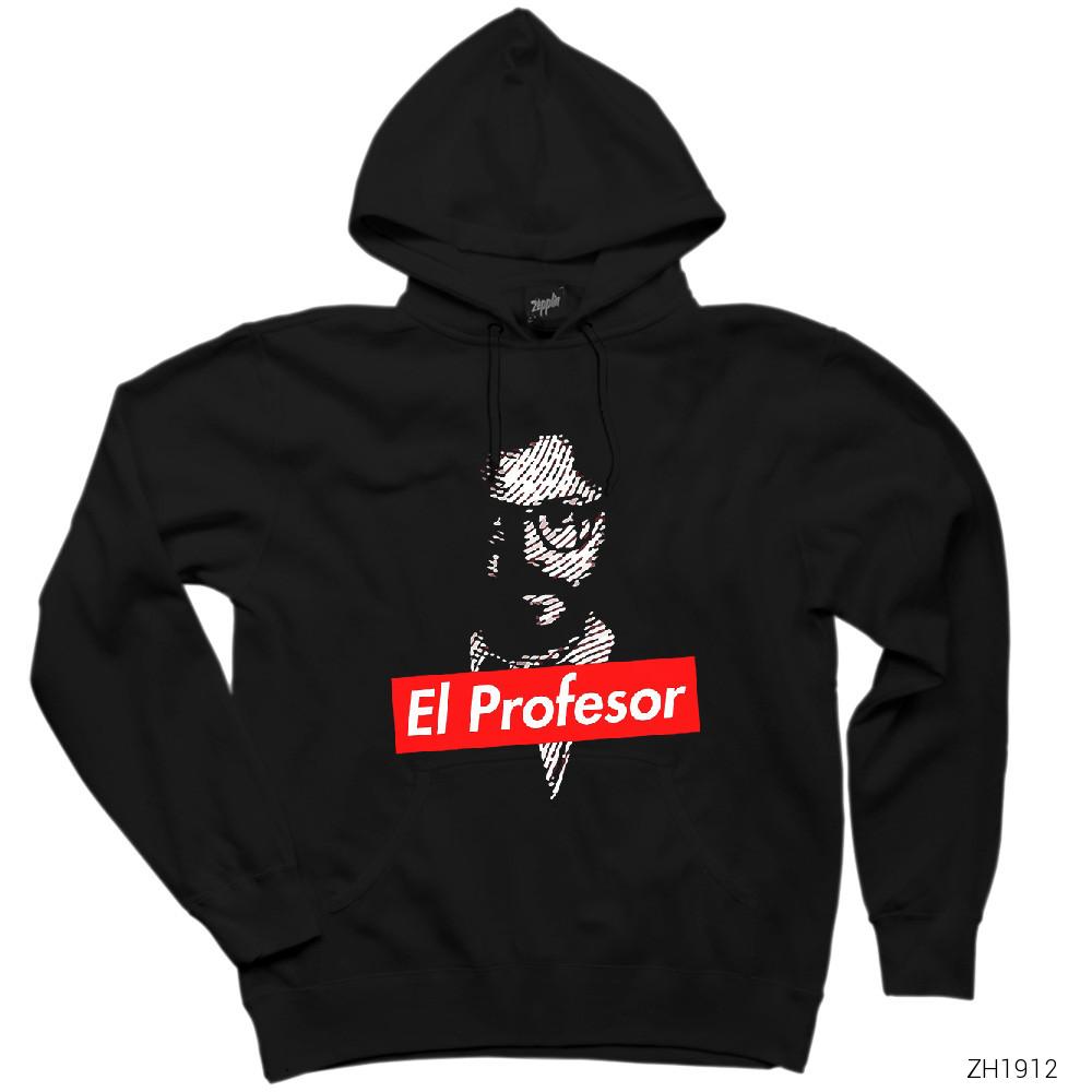 La Casa De Papel Professor Siyah Kapşonlu Sweatshirt Hoodie