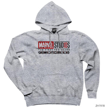 Marvel Studios 10 Year Gri Kapşonlu Sweatshirt Hoodie