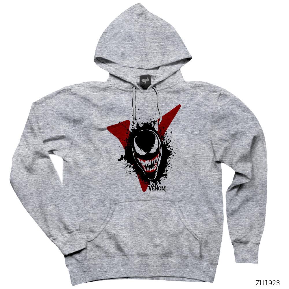 Venom Splash Gri Kapşonlu Sweatshirt Hoodie