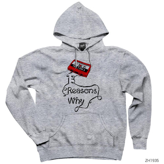 13 Reasons Why Cassette Tape Gri Kapşonlu Sweatshirt Hoodie