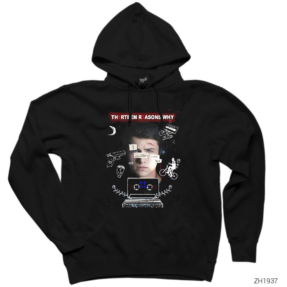 13 Reasons Why Save Siyah Kapşonlu Sweatshirt Hoodie