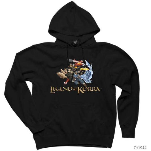 Avatar Legend of Korra Siyah Kapşonlu Sweatshirt Hoodie